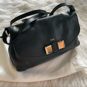 Black leather chloé lily crossbody bag